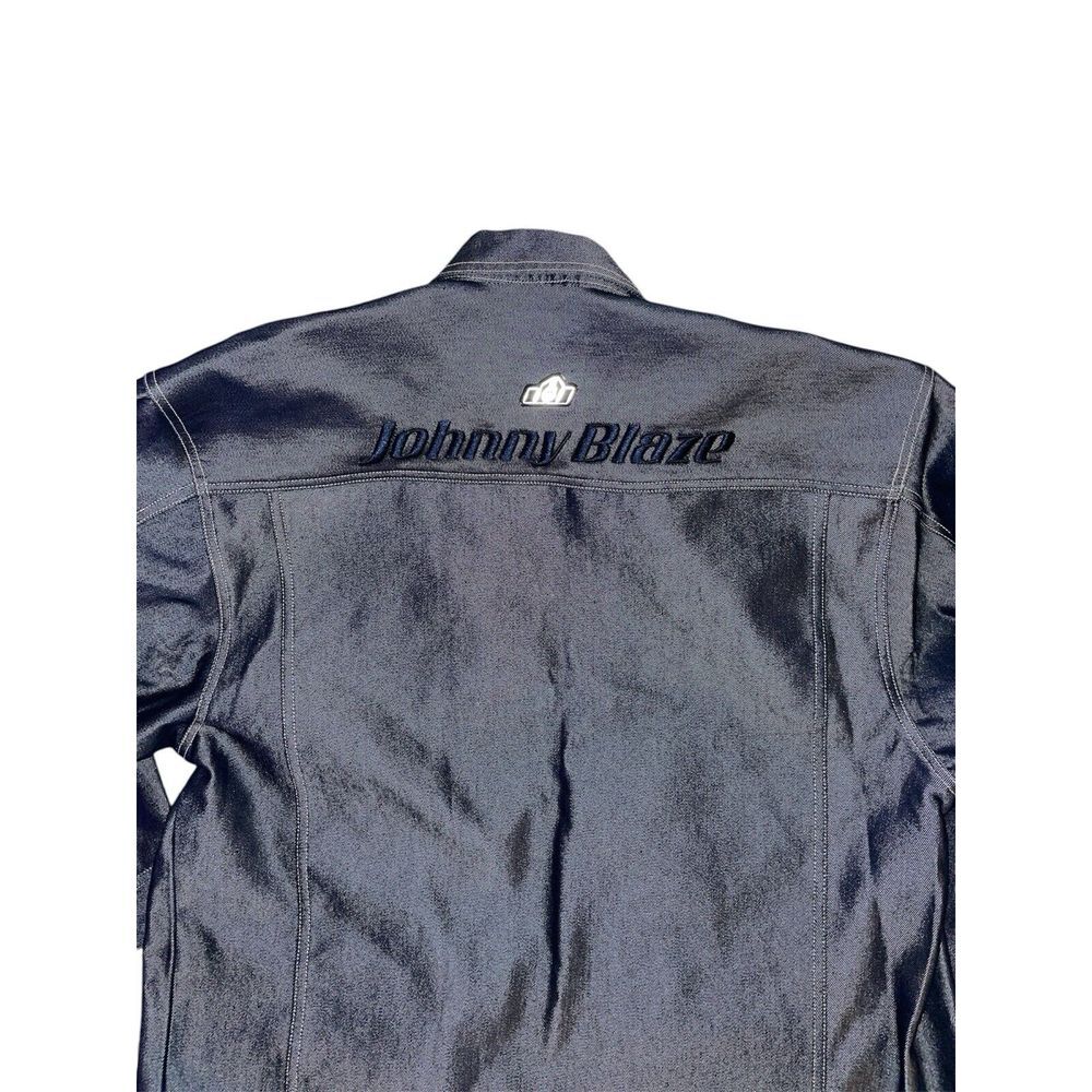 JOHNNY BLAZE Denim Jean Jacket L Men's Heavy Thick Jean Vintage Blue Method Man - Picture 3 of 11